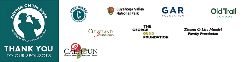 Thank you sponsors with logos for GAR Foundation, Thomas & Lisa Mandel Family Foundation, the George Gund Foundation and the Cleveland Foundation, Calhoun Funeral Home and Old Trail School.