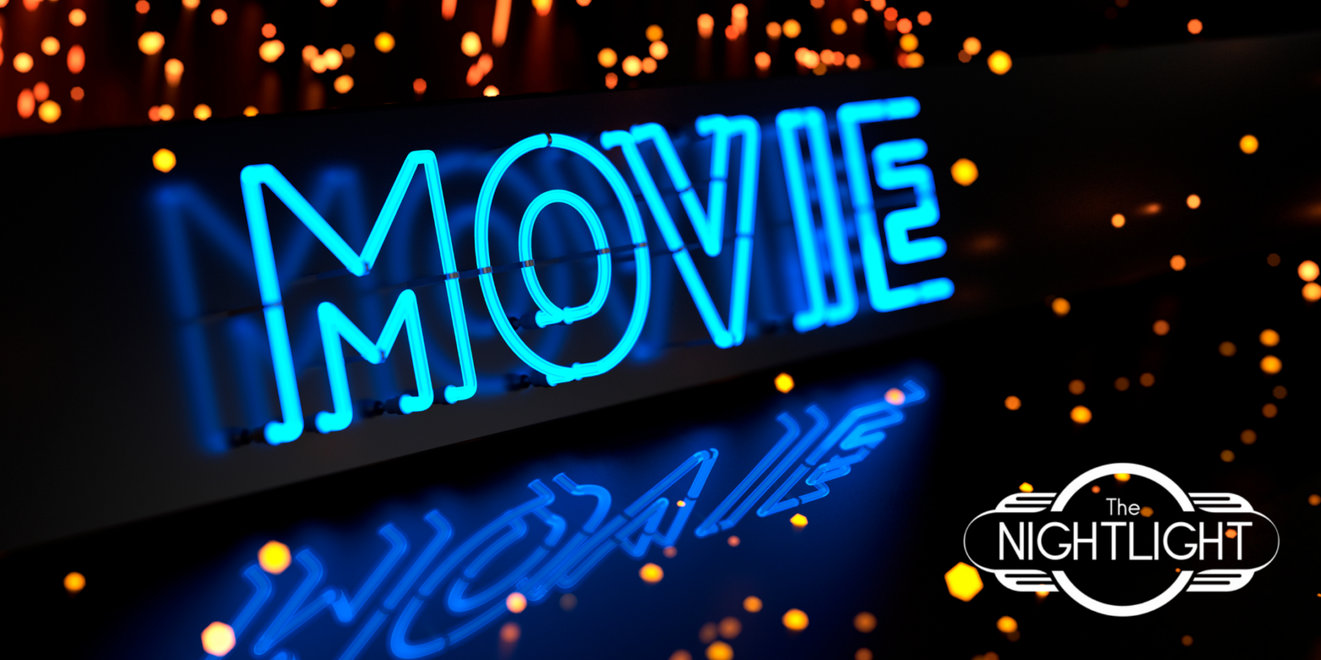 Word Movie in blue lights with Nightlight logo